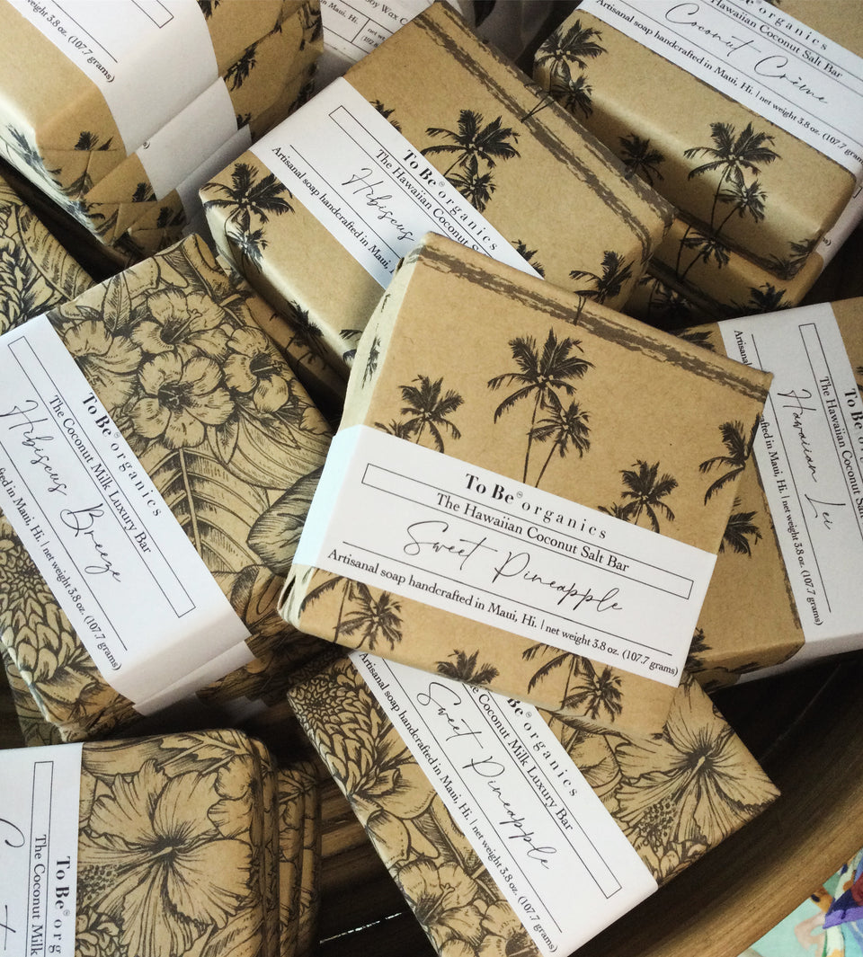 Photo shows lots of packaged soap bars