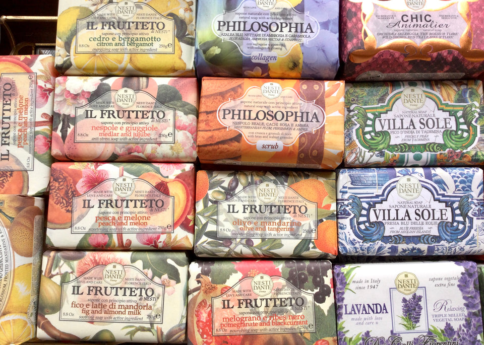 Showing a variety for fruity and floral soaps