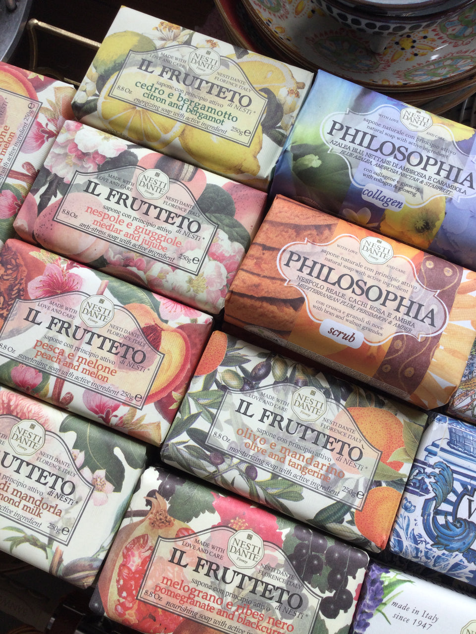 Showing various soaps beautifully packaged