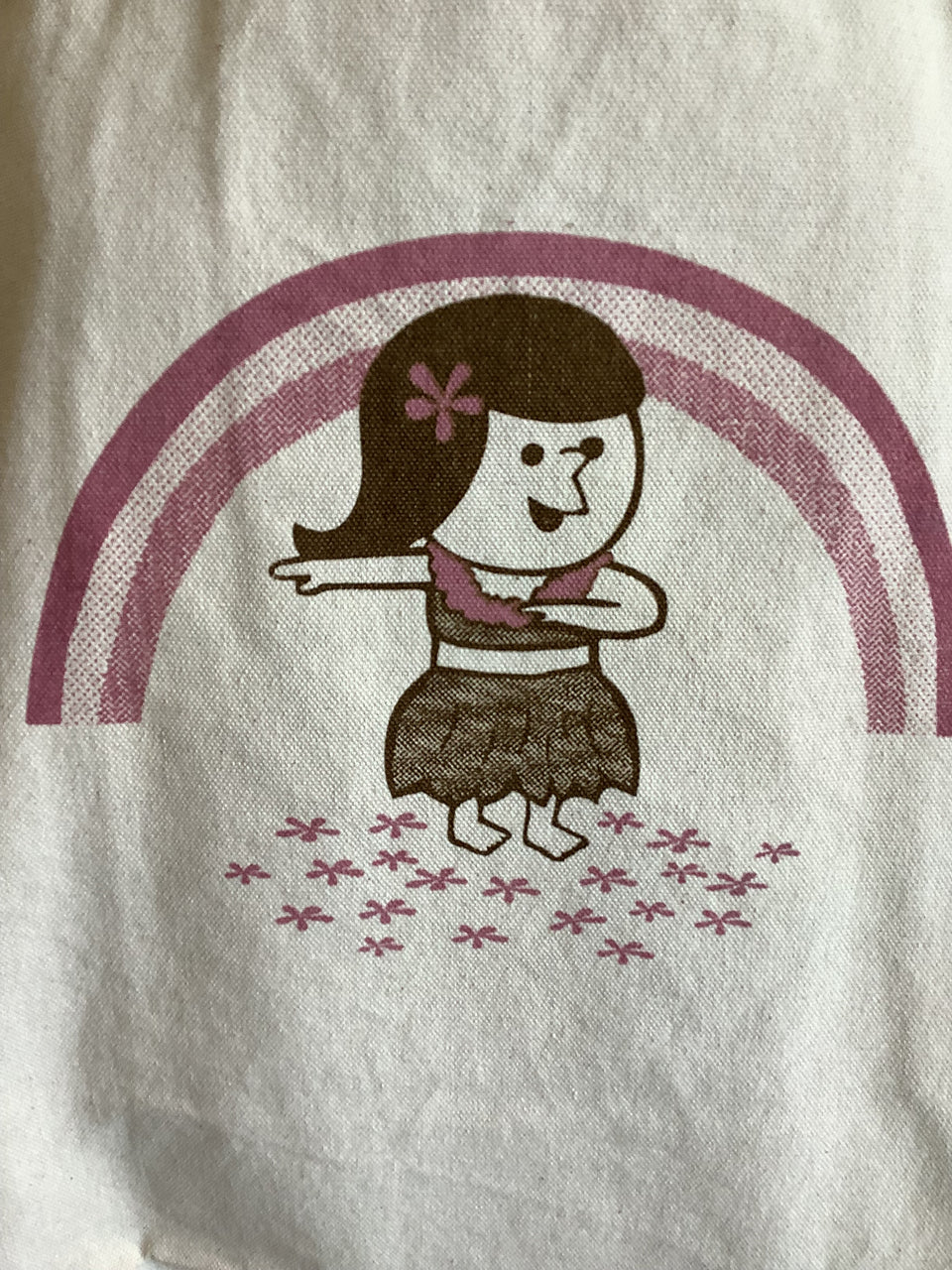 Detail of design of Hula Girl tote