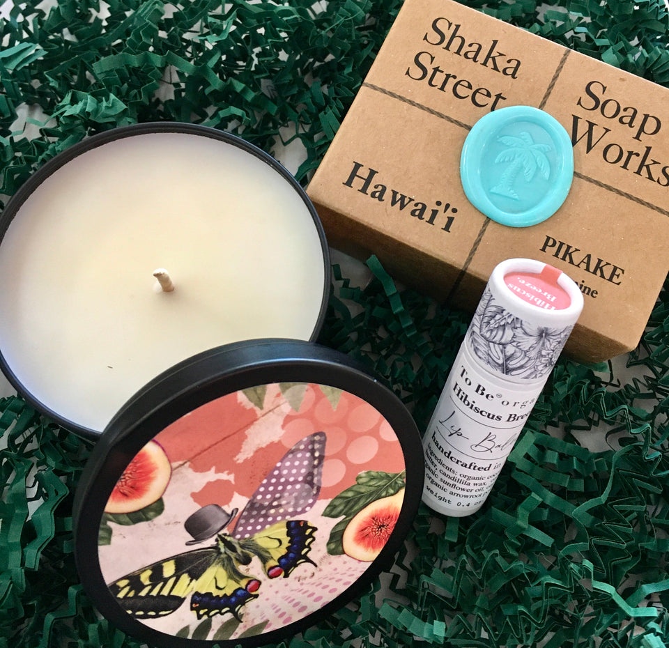 Candle, soap and lip bomb