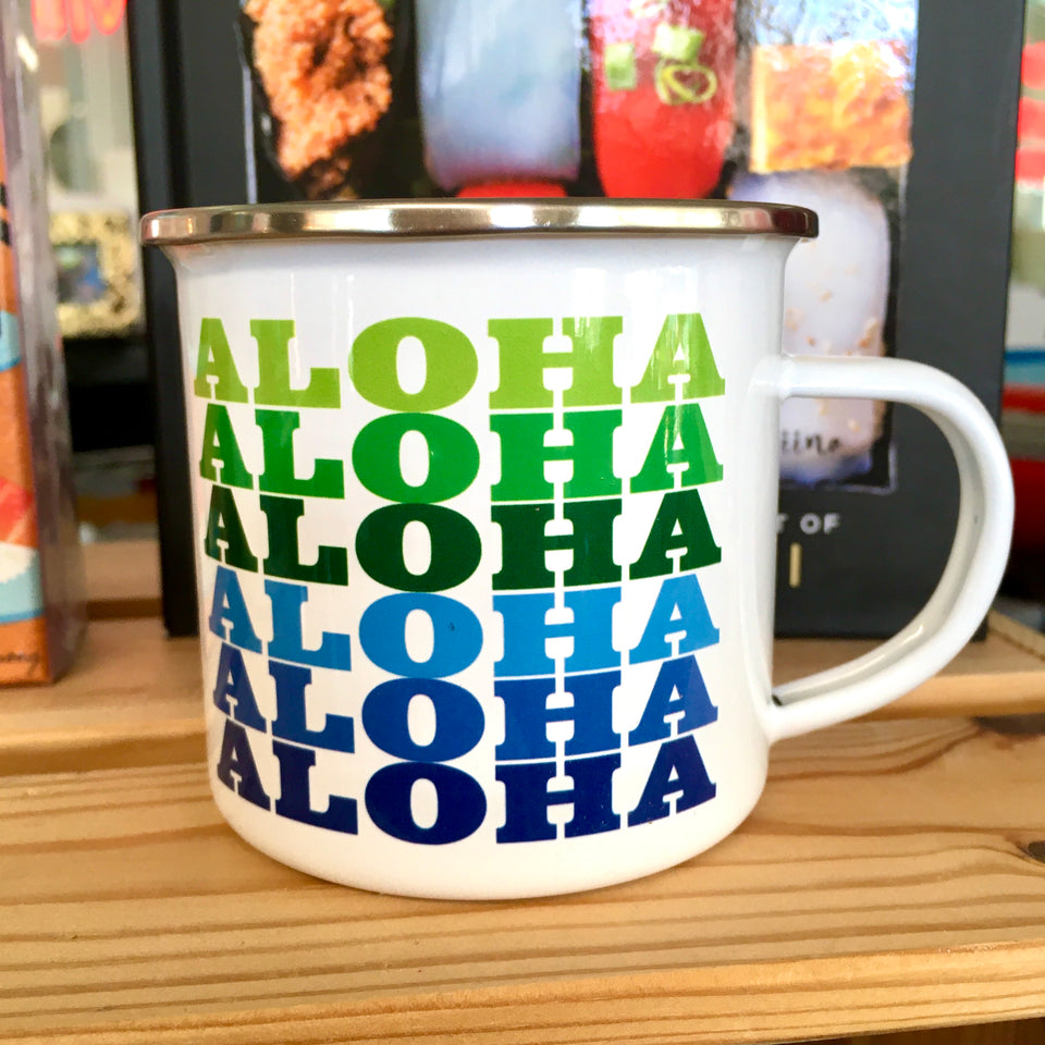 Aloha green and blue mug