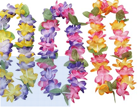 colorful silk flower leis