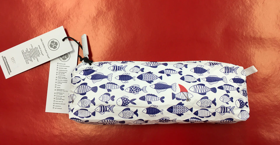 pencil pouch with blue fish design