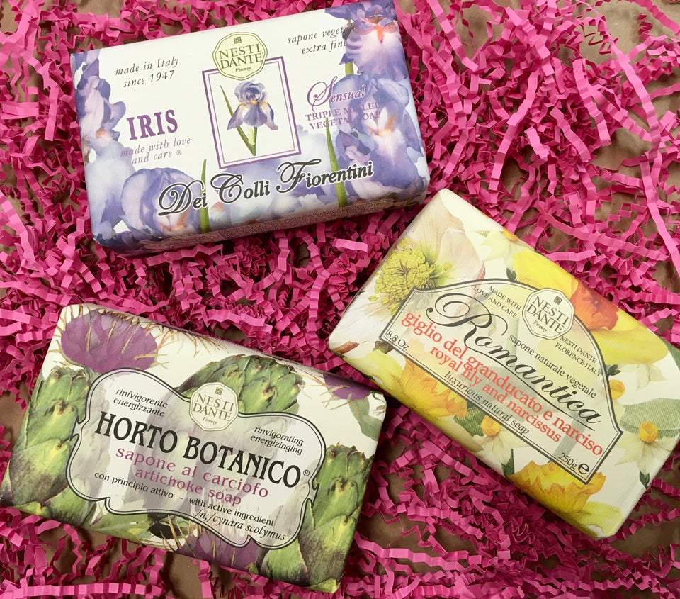 Iris soap, artichoke soap and narcissus soap