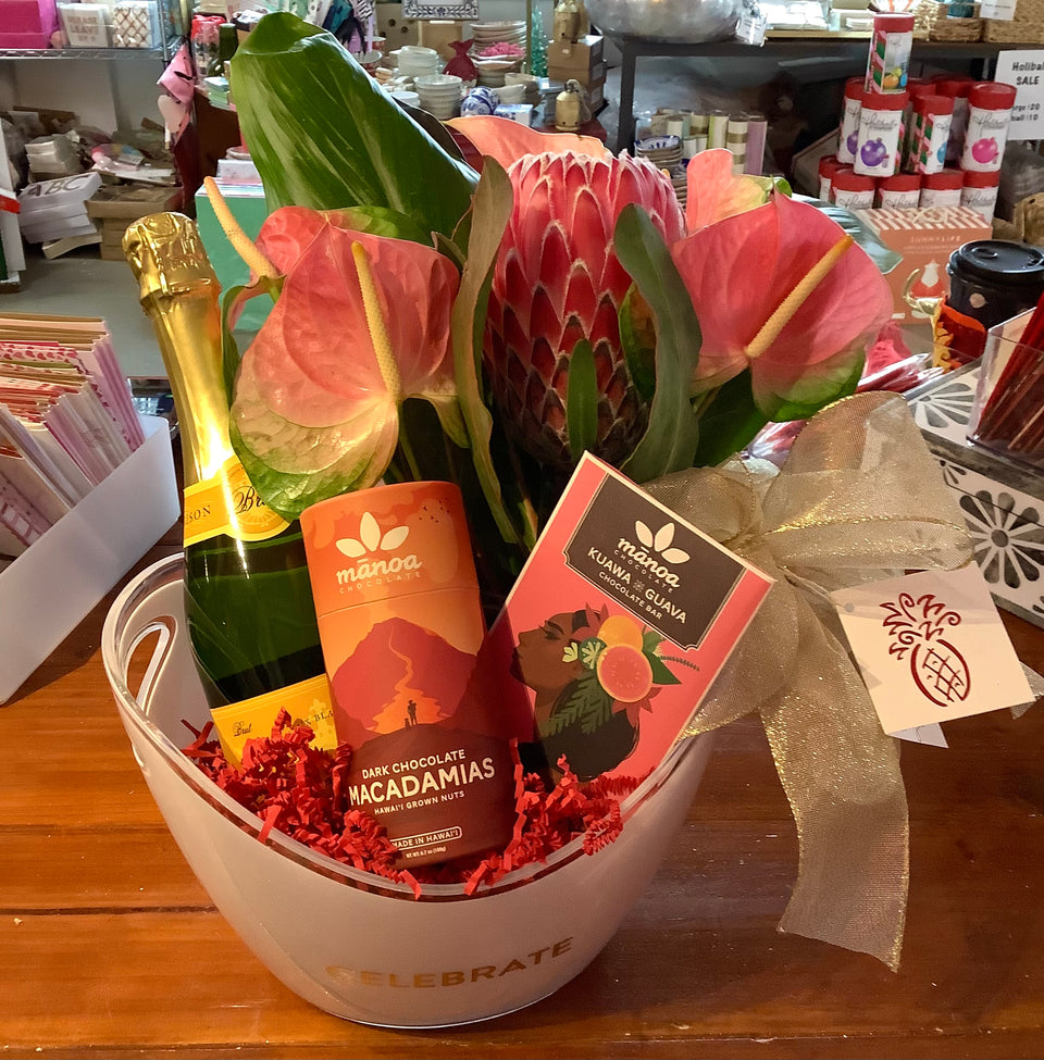 Bubbly & Tropical Flowers Gift