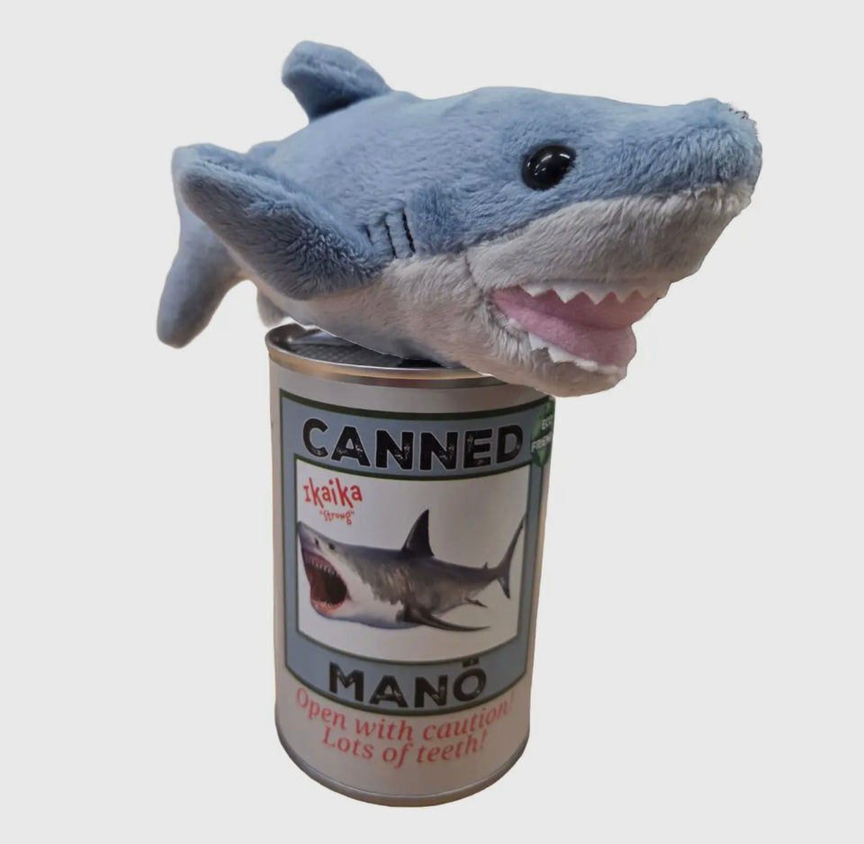 Manō - shark sitting on top of can