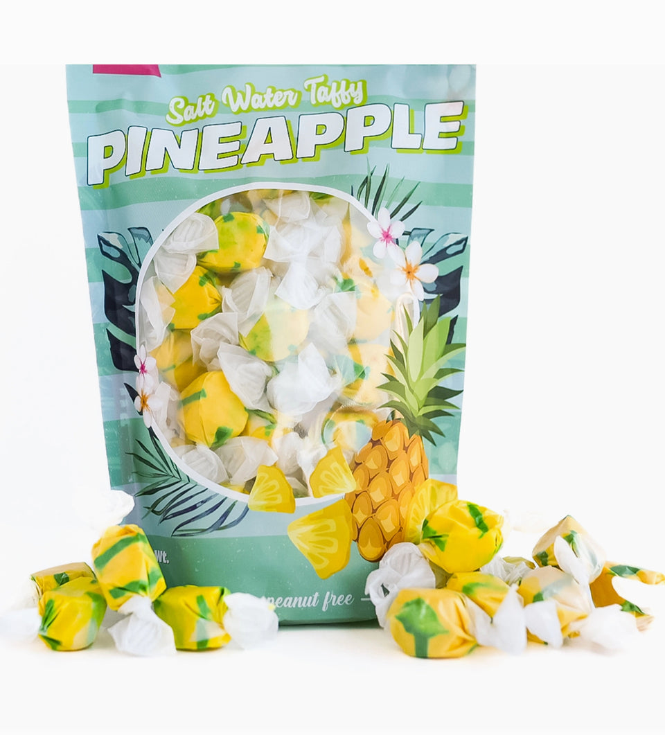 Pineapple taffy package on white background 