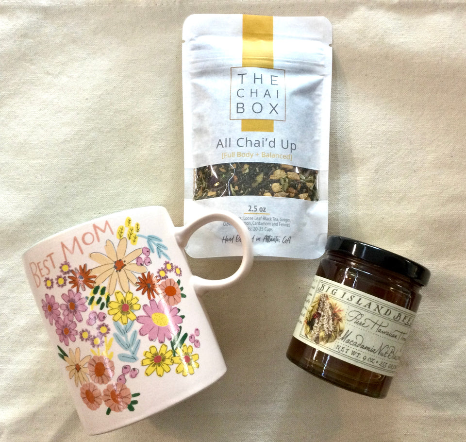 Flowered mug, journal and local honey