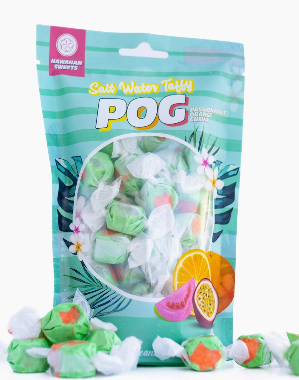 Pog taffy package on white background 