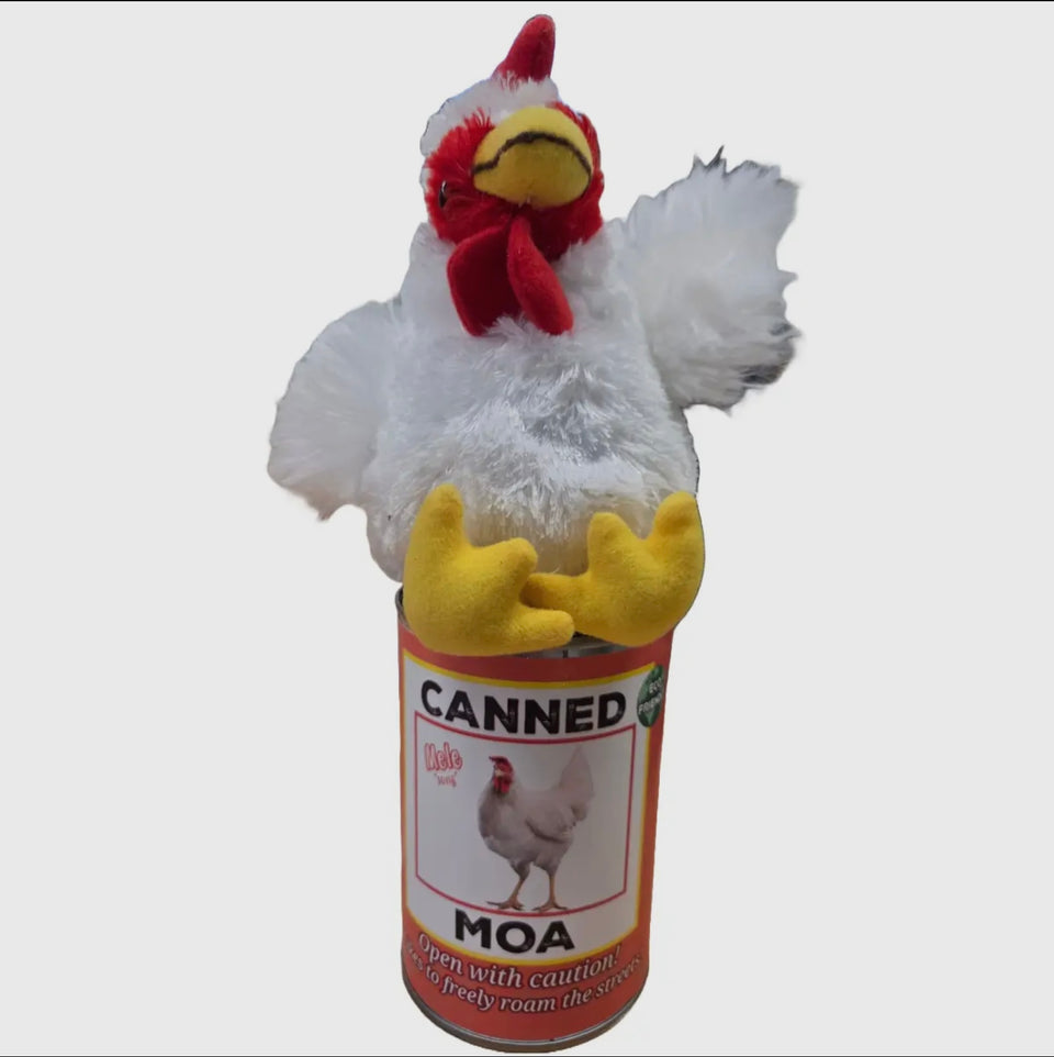Mom - chicken sitting on top of can 