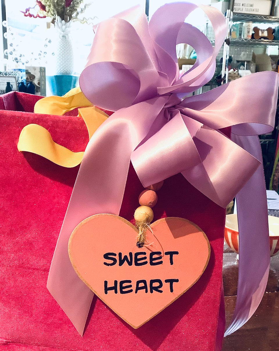 Pink Velvet Gift Tote & Heart Charm - Free Delivery on Oahu