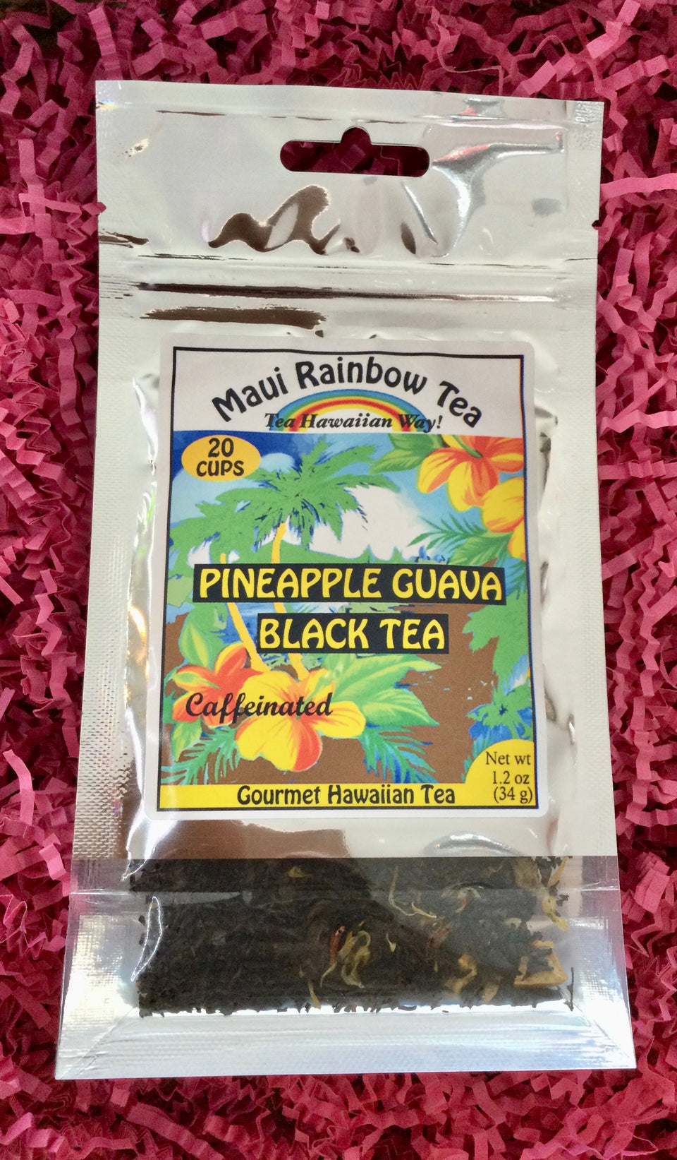 Pineapple black tea from Maui Rainbow tea in package