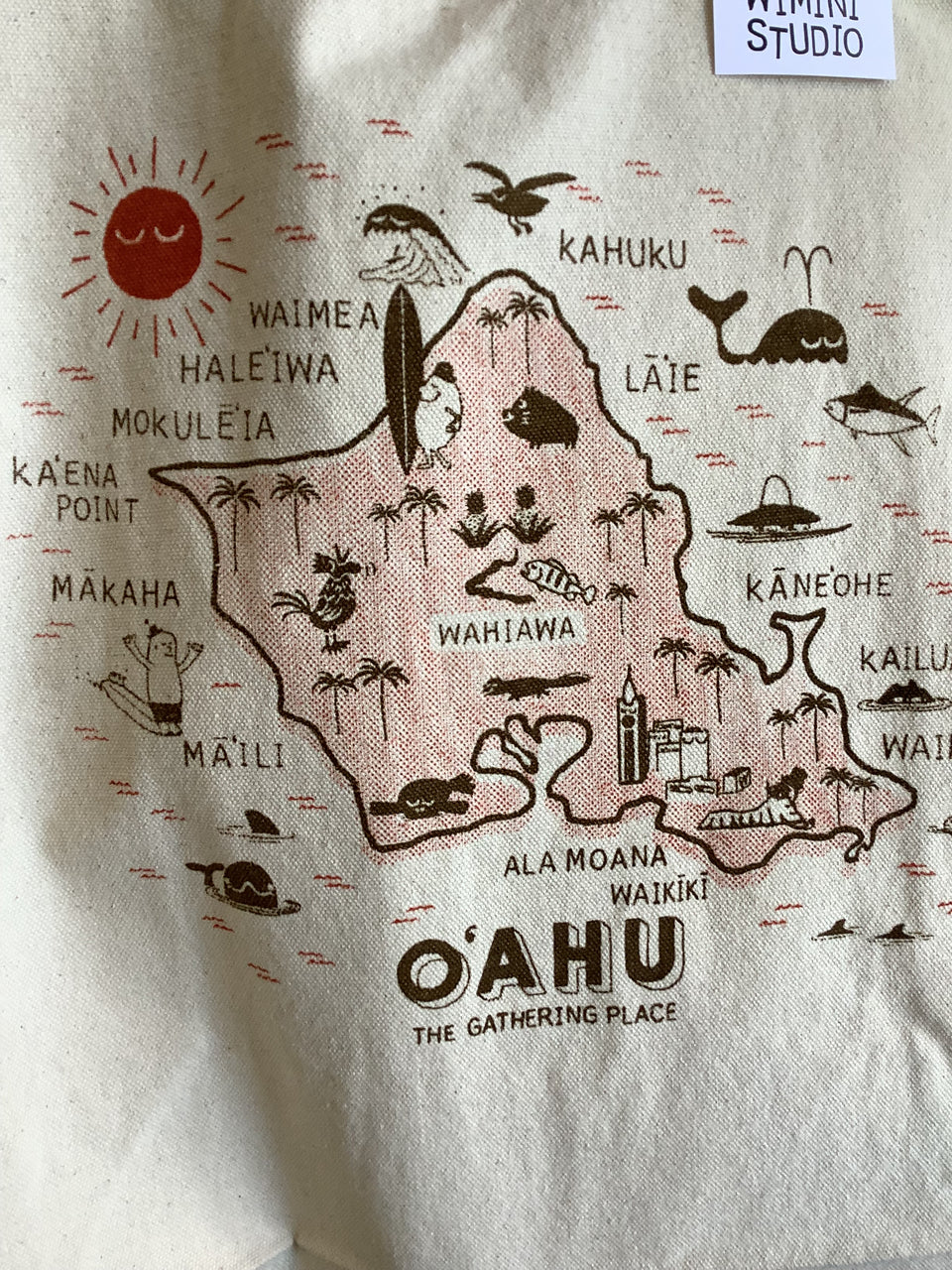 Close up of design on tote