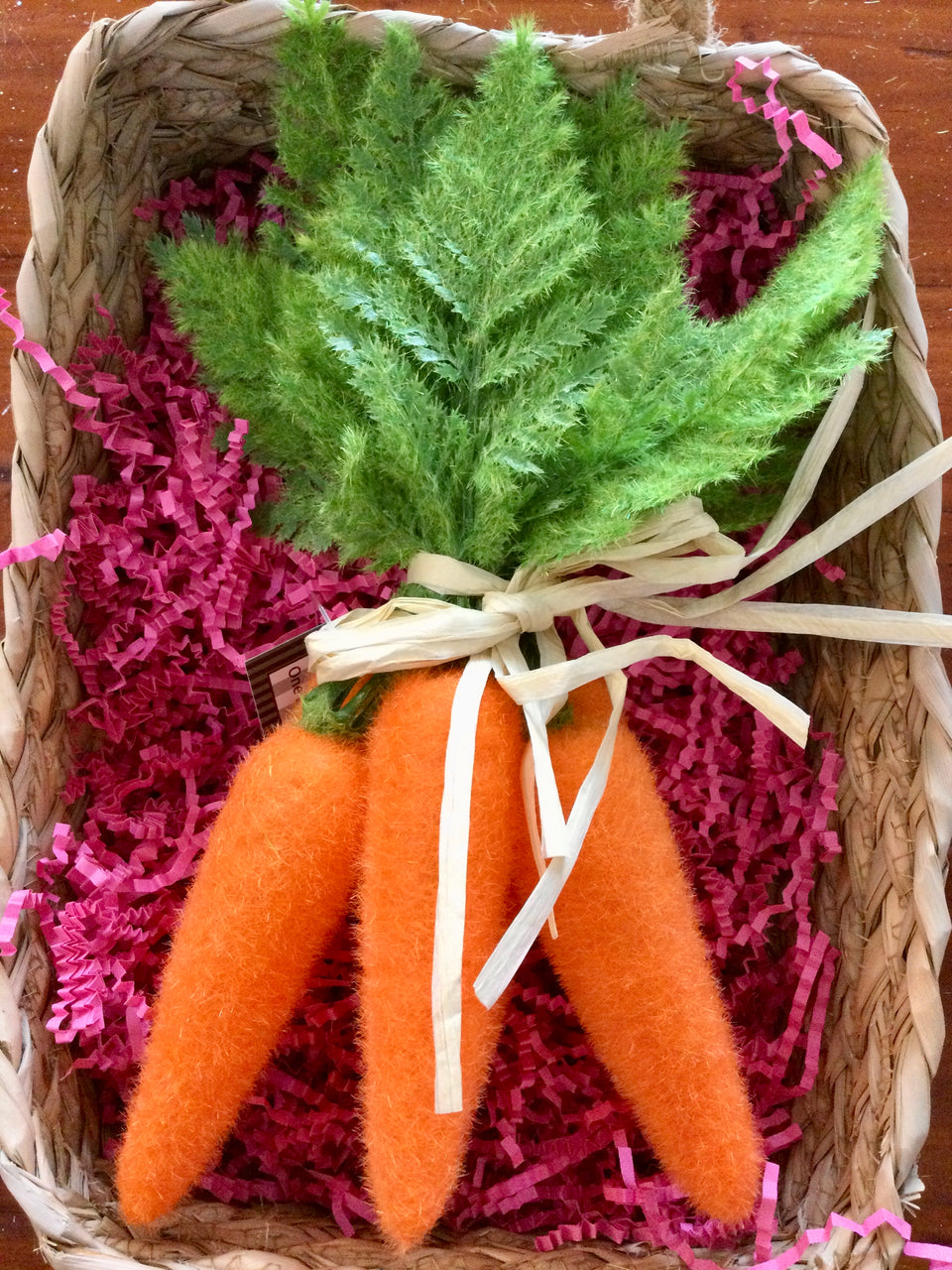 Bundle of flocked carrots