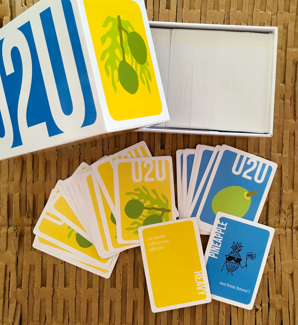 examples of cards, open box on a woven mat