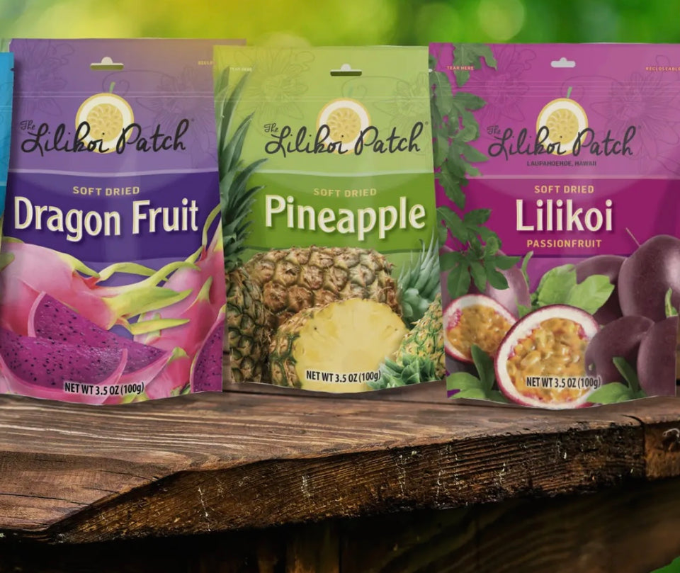 3 packages of soft dried fruit, photo by manufacturer The Lilikoi Patch