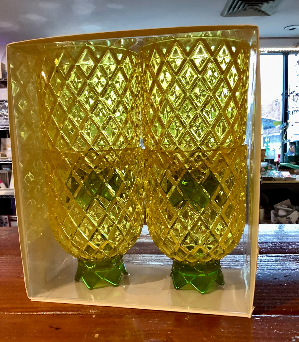 Acrylic Pineapple Drink cups - set of 4