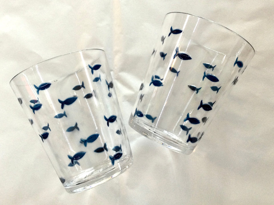 School of Fish Drink Glasses Set of 2 Plastic