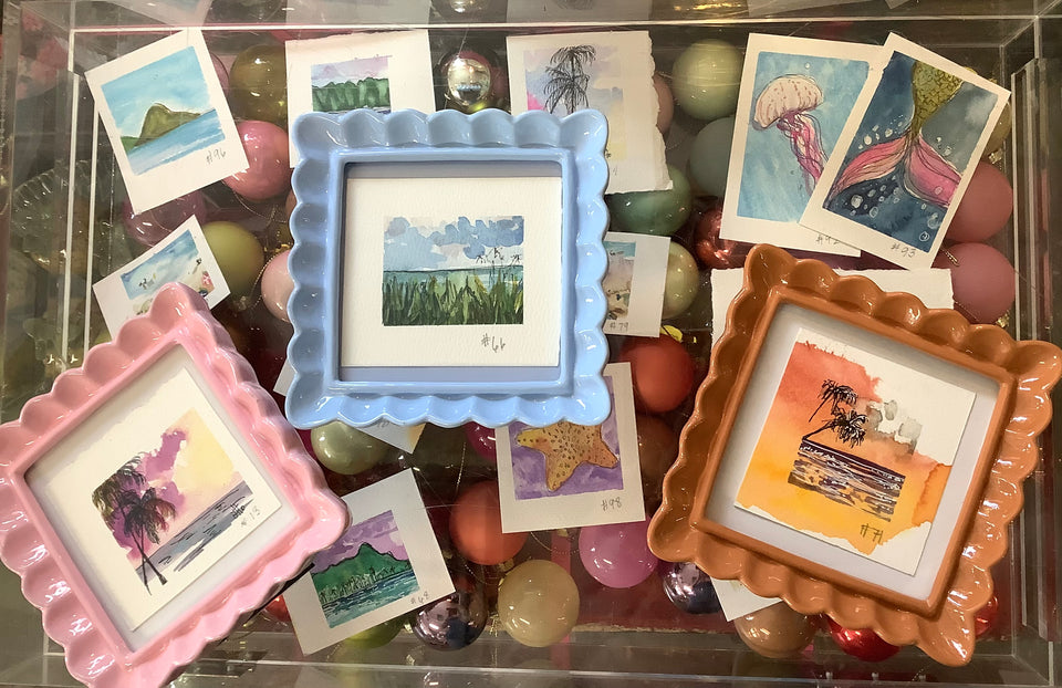 Mini watercolor by local artist Jenny Floro