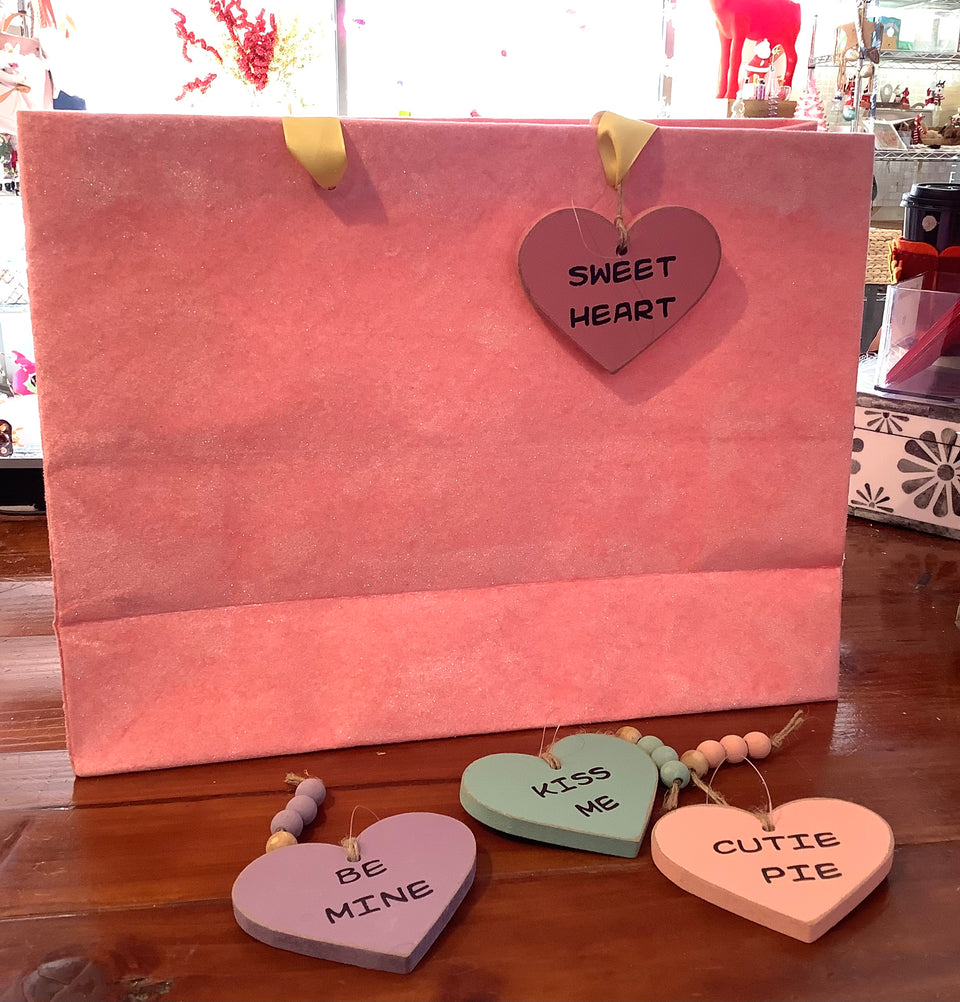 Pink Velvet Gift Tote & Heart Charm - Free Delivery on Oahu