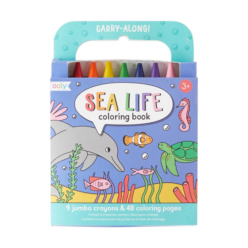 Sea life book and crayons