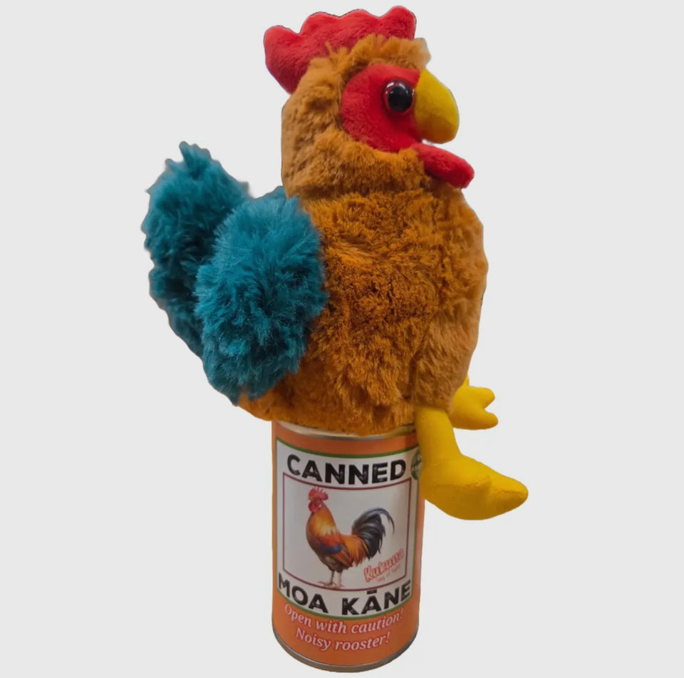 Mom Kane - rooster sitting on top of can