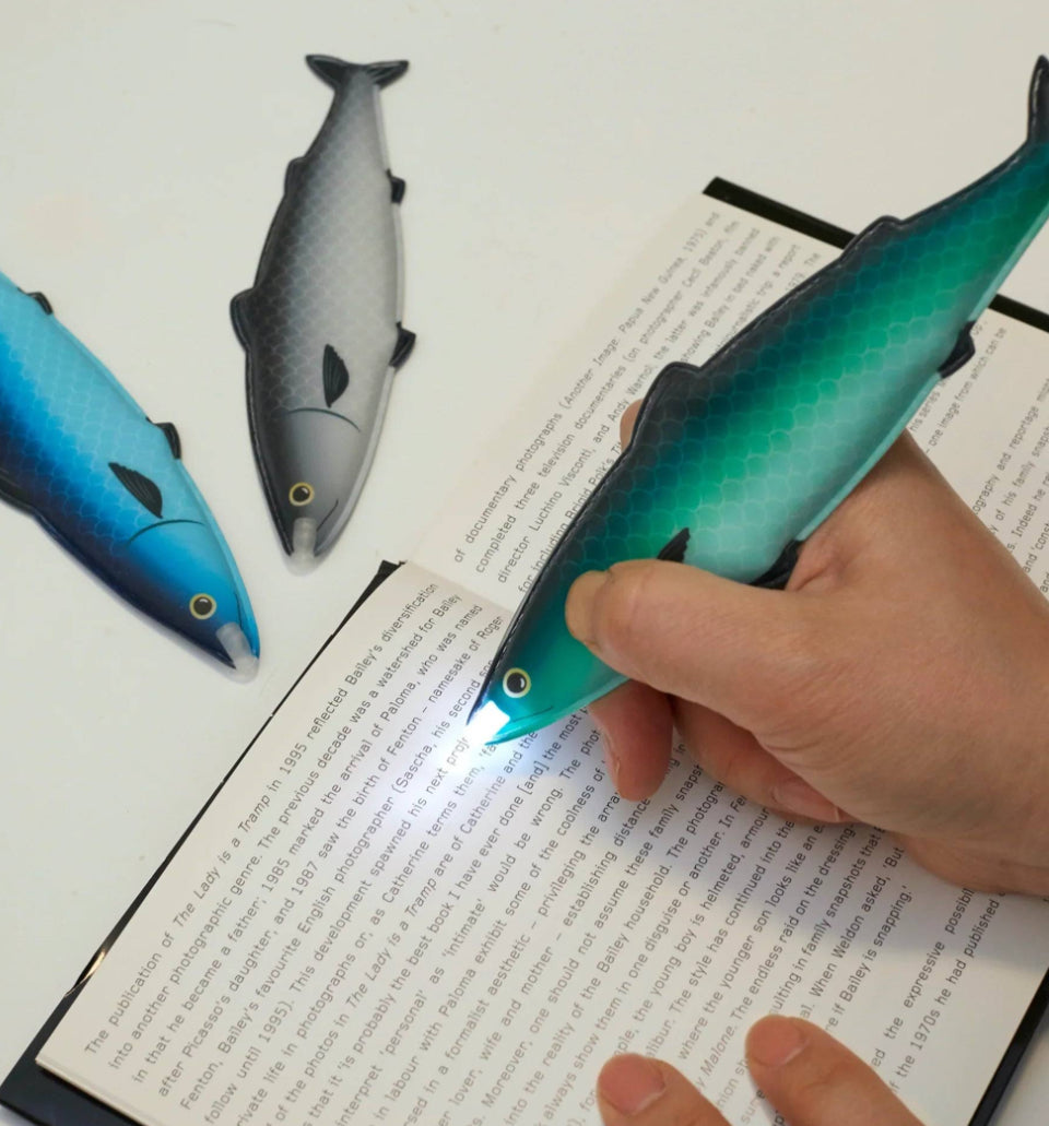 Shows fish flashlight in use