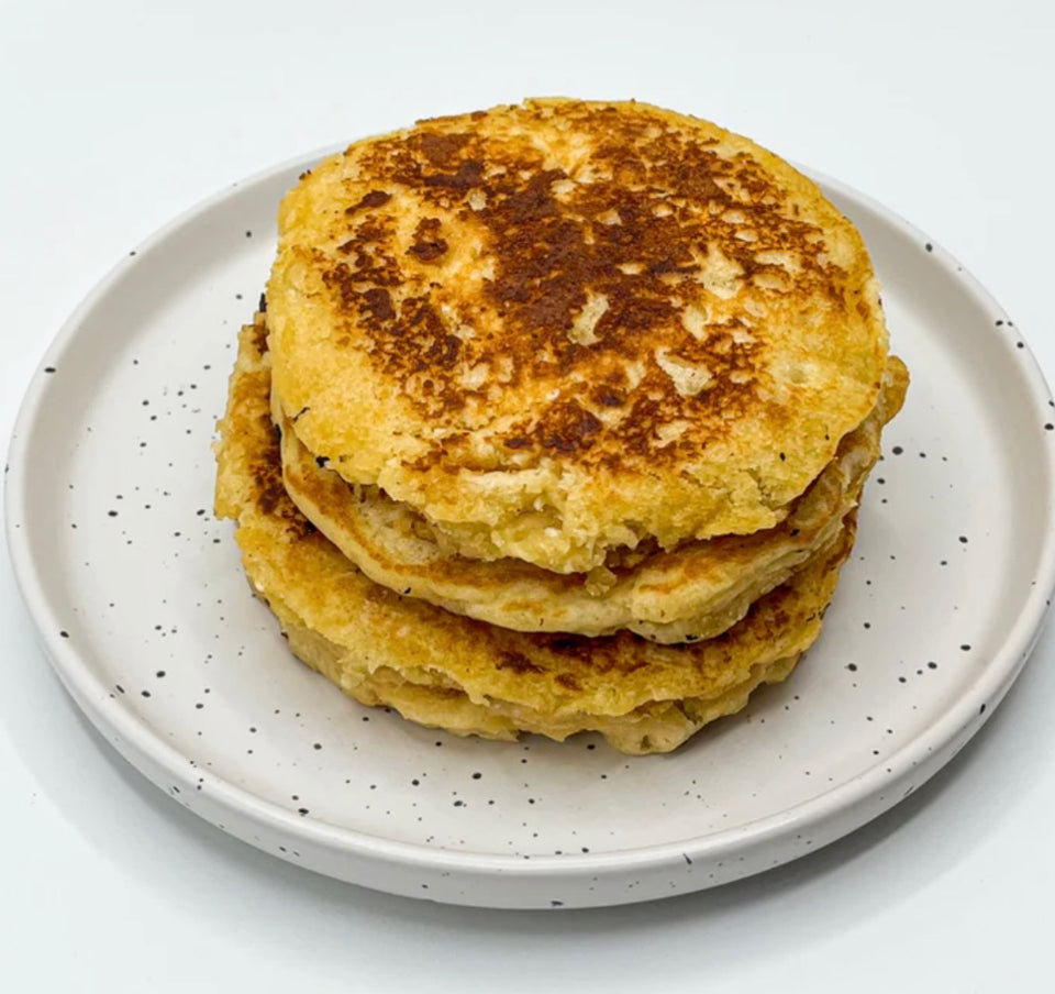example of pancakes made with the mix on a plate