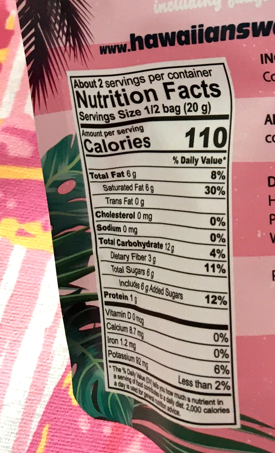 nutrition favts on back of package