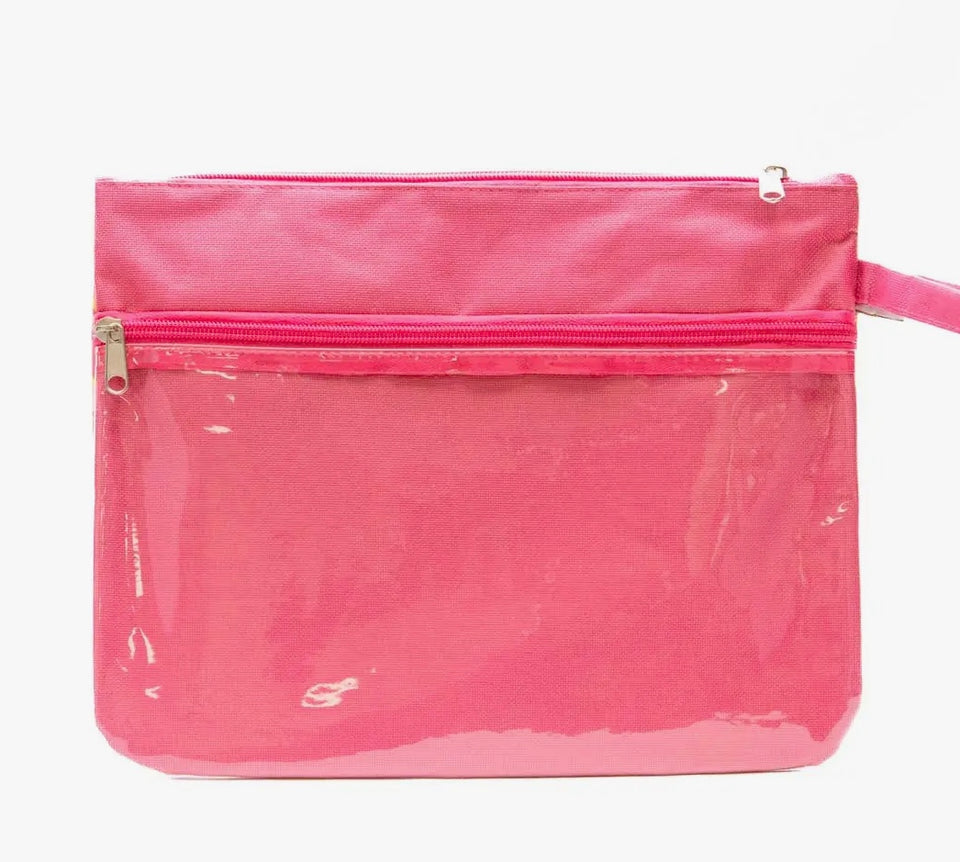 pink and orange back of pouch