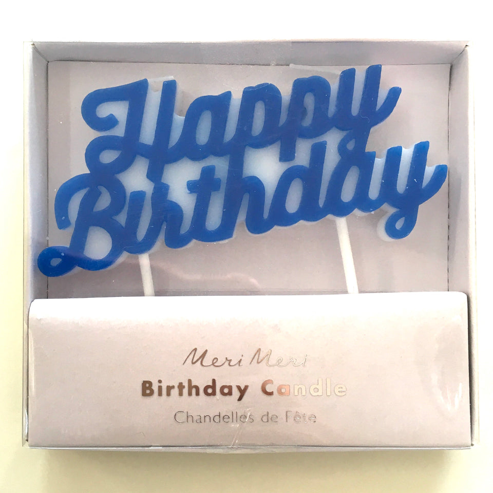 happy birthday candle in blue