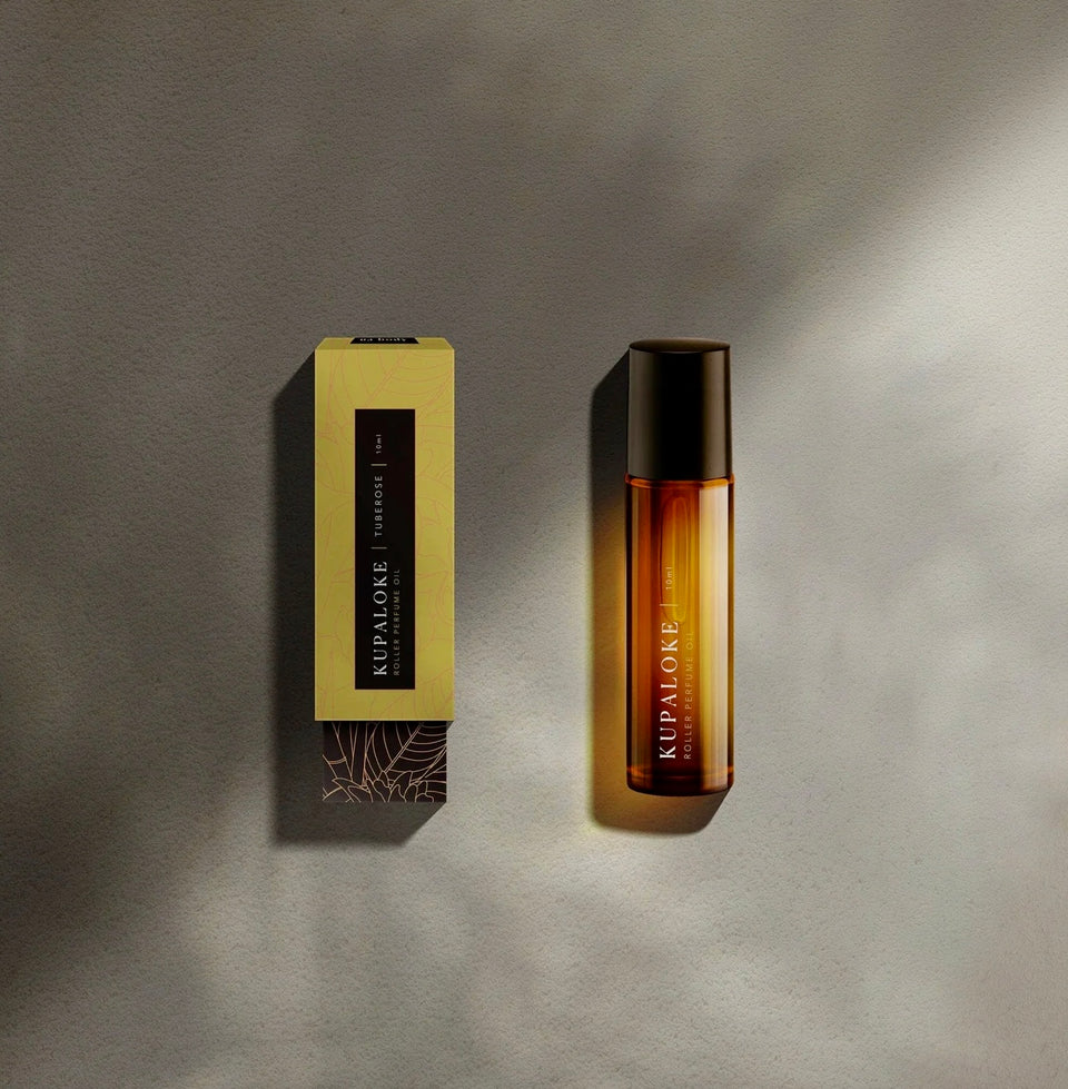 kupaloke tuberose package and roller ball perfume