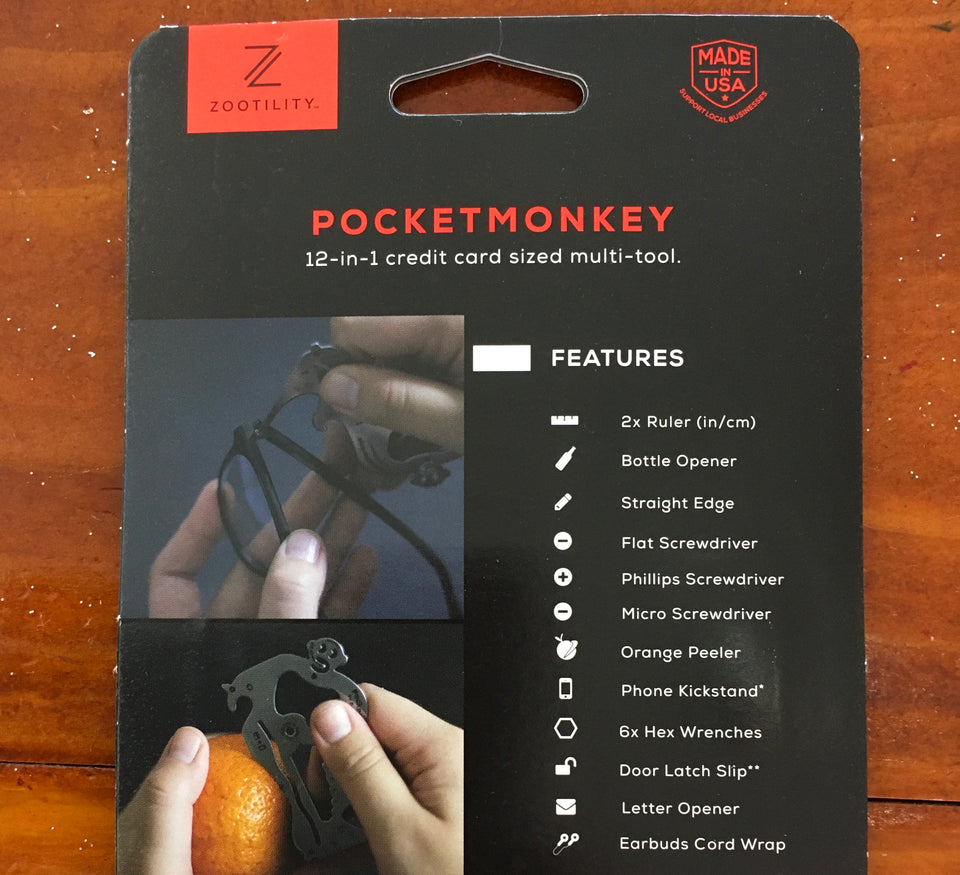 detail of info on reverse of pocket monkey package