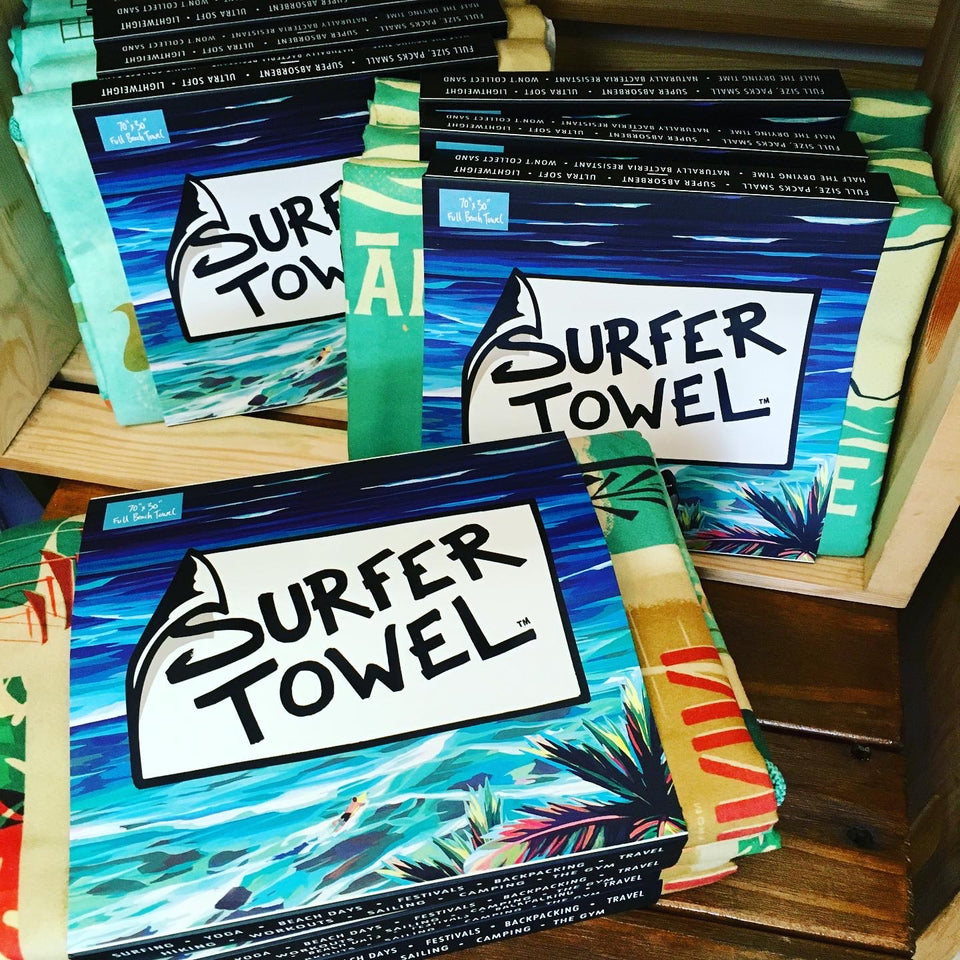 folded and packaged beach towels