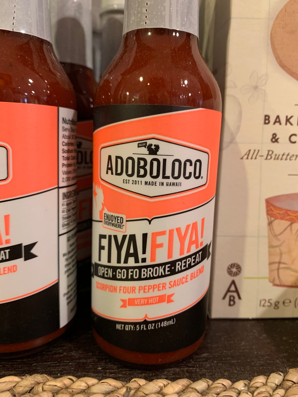 Close up of Fiya! Fiya! Adoboloco Jar of sauce