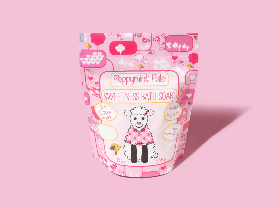 pink sweetness bath soap bag with a sheep