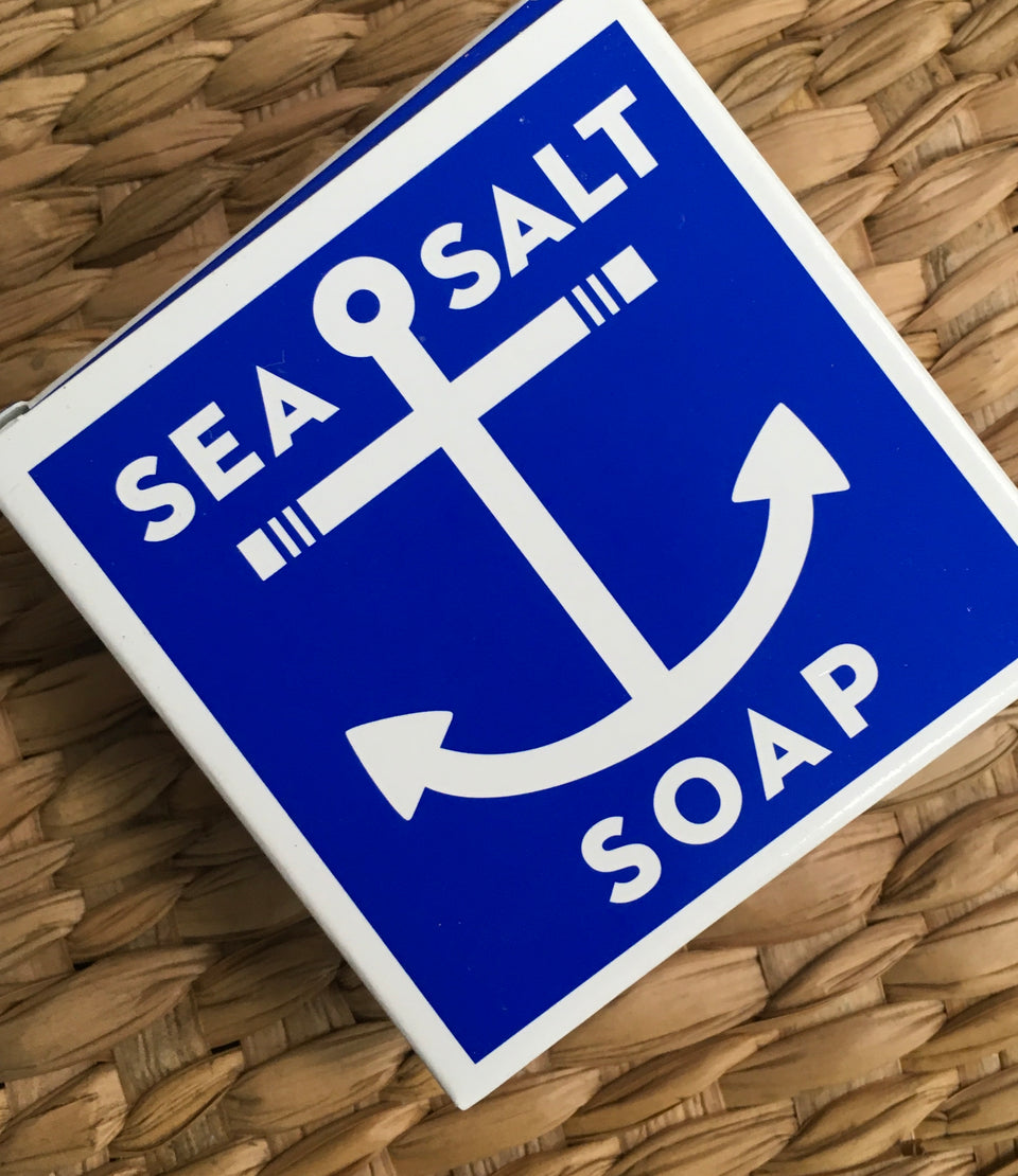 close up sea salt soap box