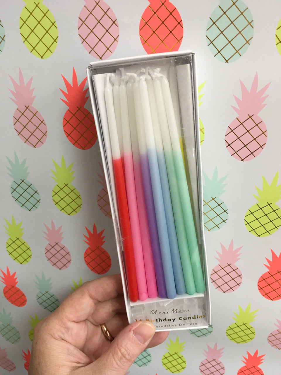 Box of various colors extra long candles