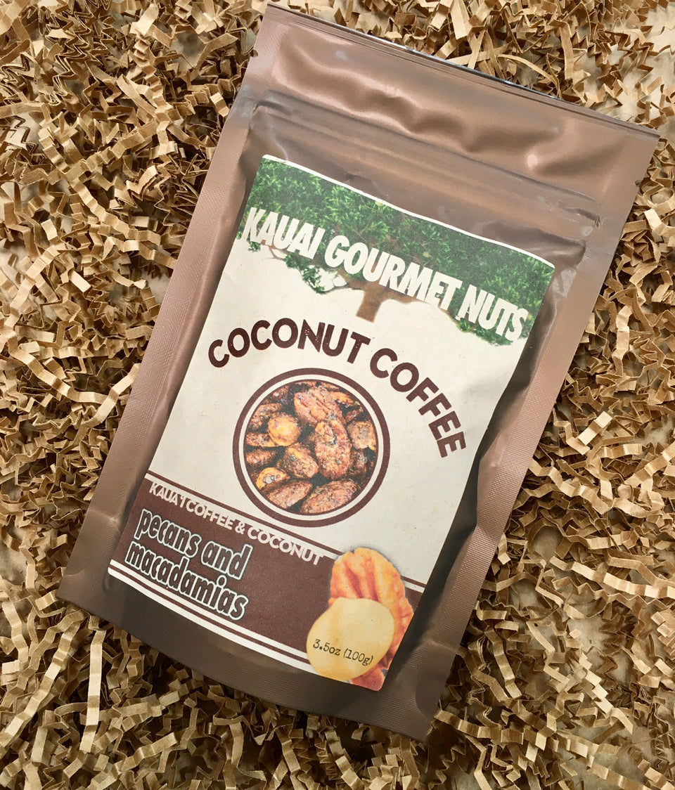 close up of kauai coconut coffee nuts