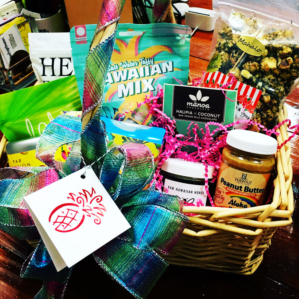 example of a easter basket with snacks and bath products 