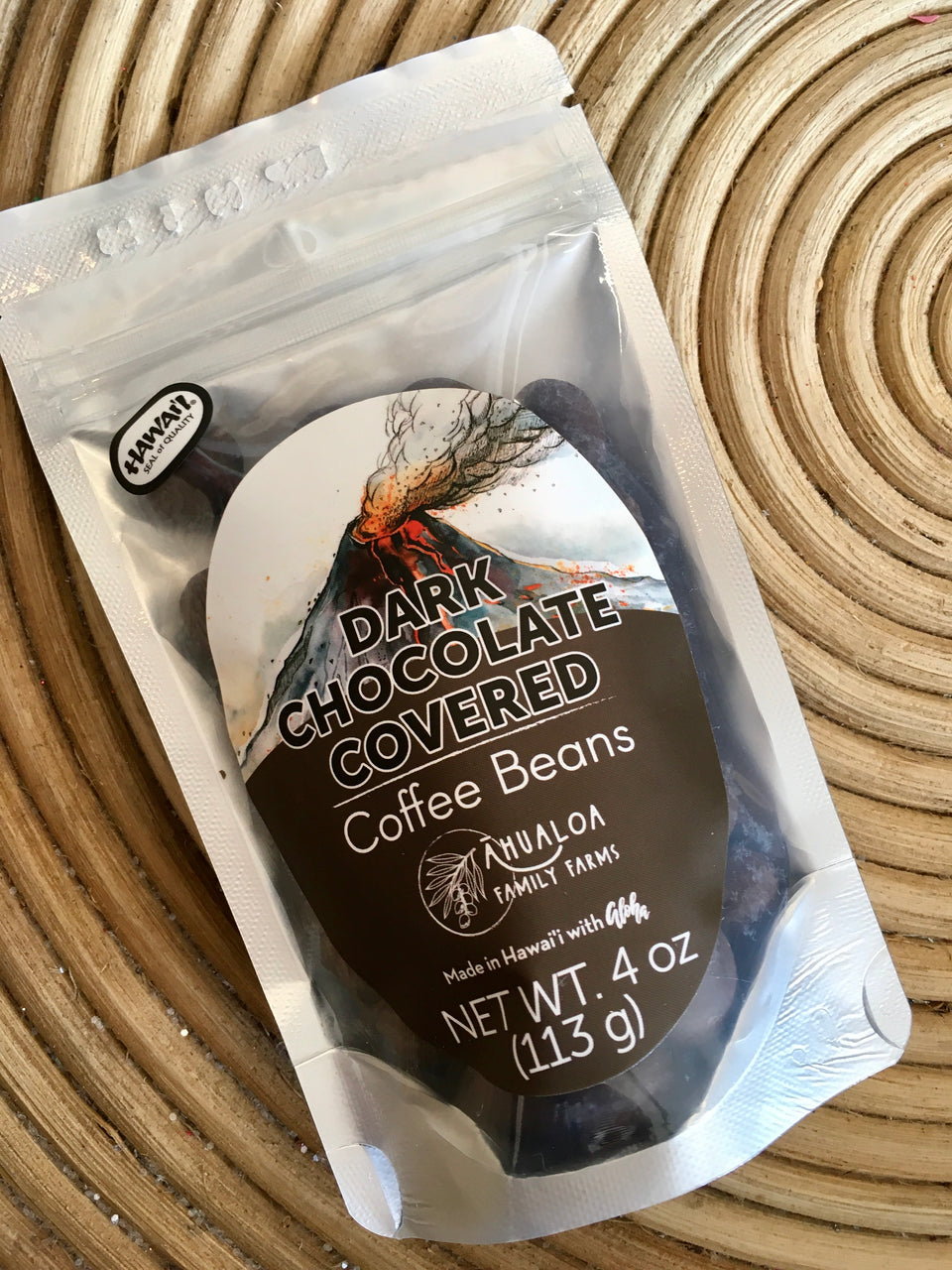 dark chocolate covered coffee bean bag