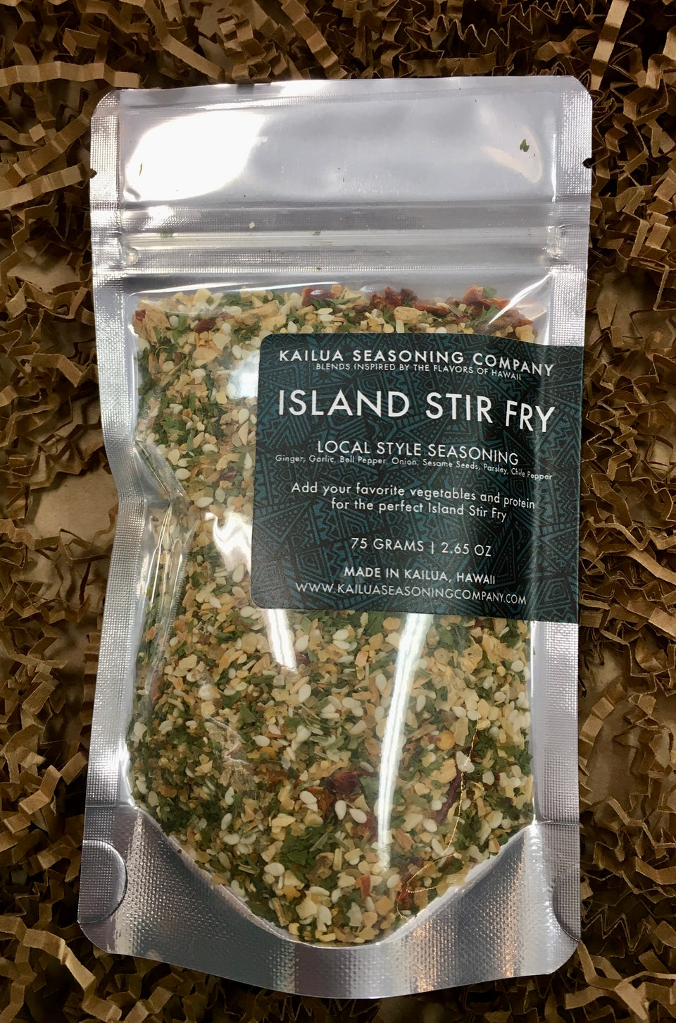 close up of island stir fry spice bag