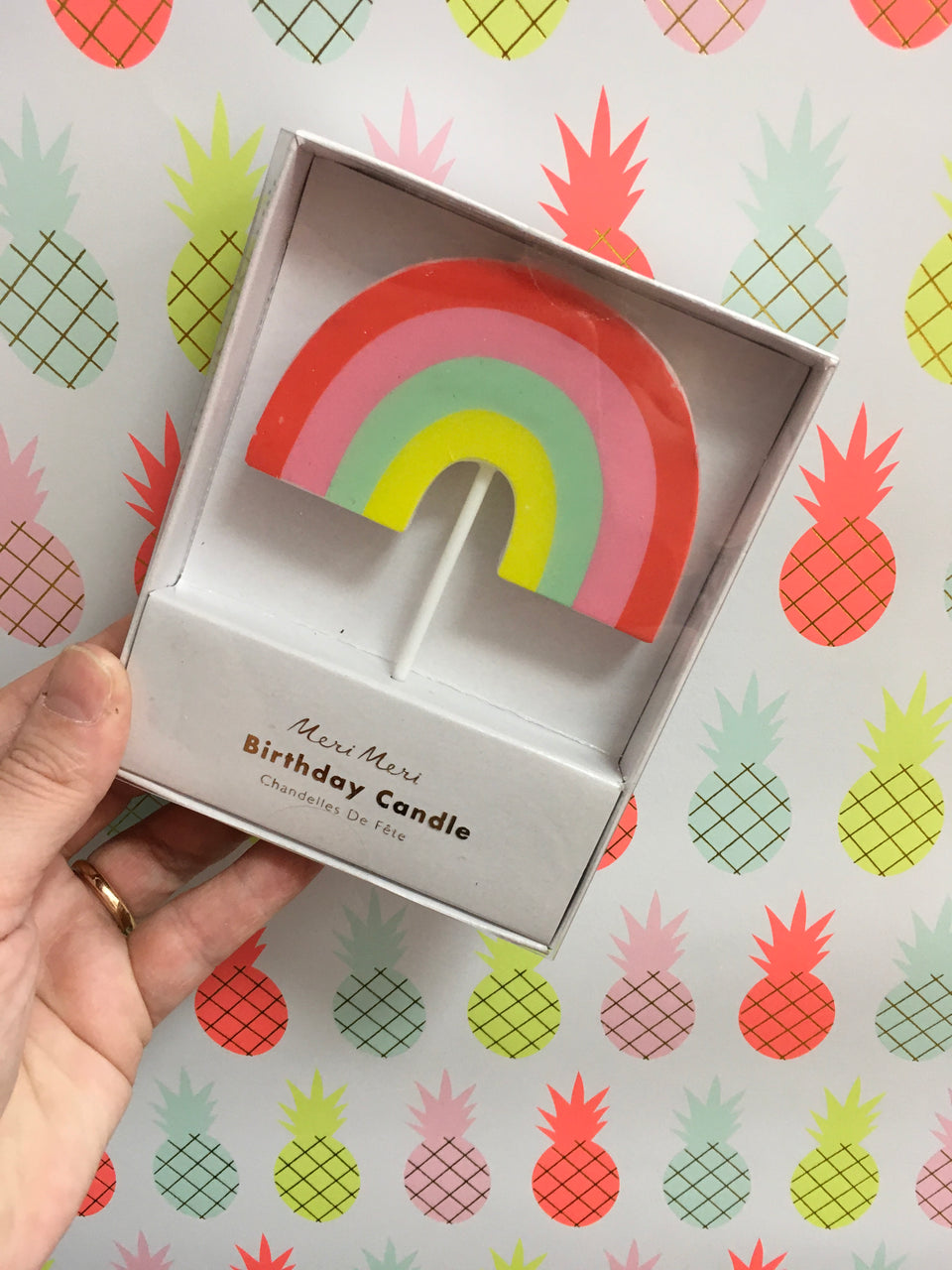 rainbow candle in box