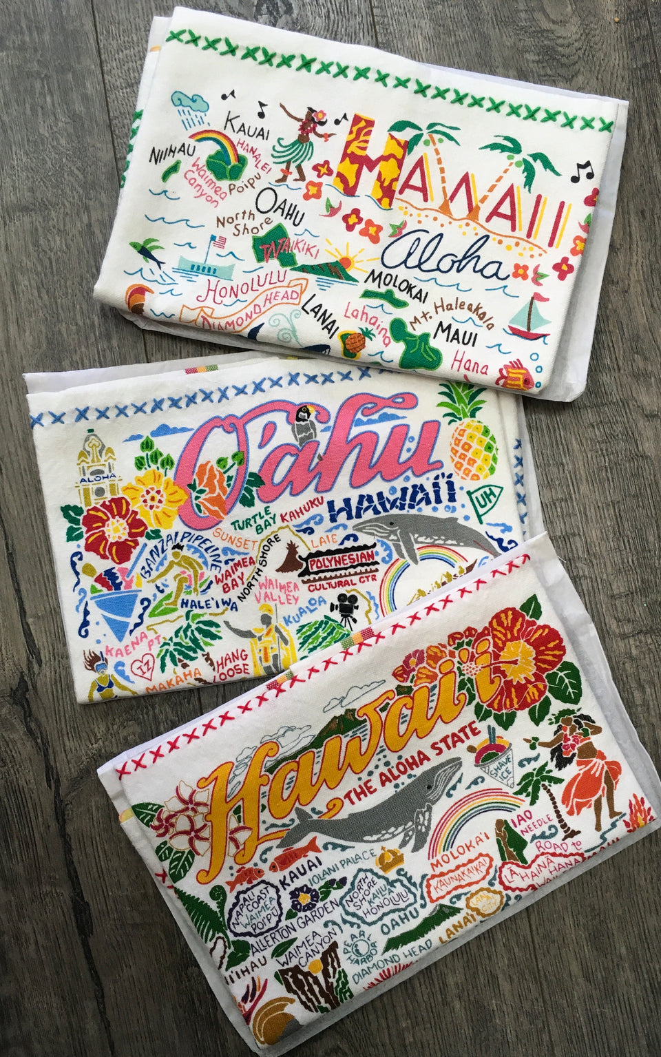 Three designs of Hawaii Dishtowels