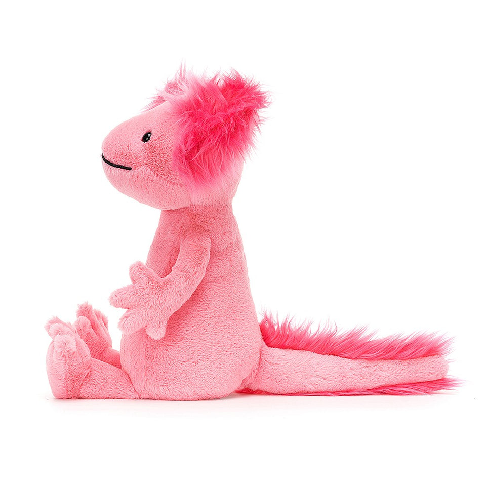 profile of pink fluffy lizard