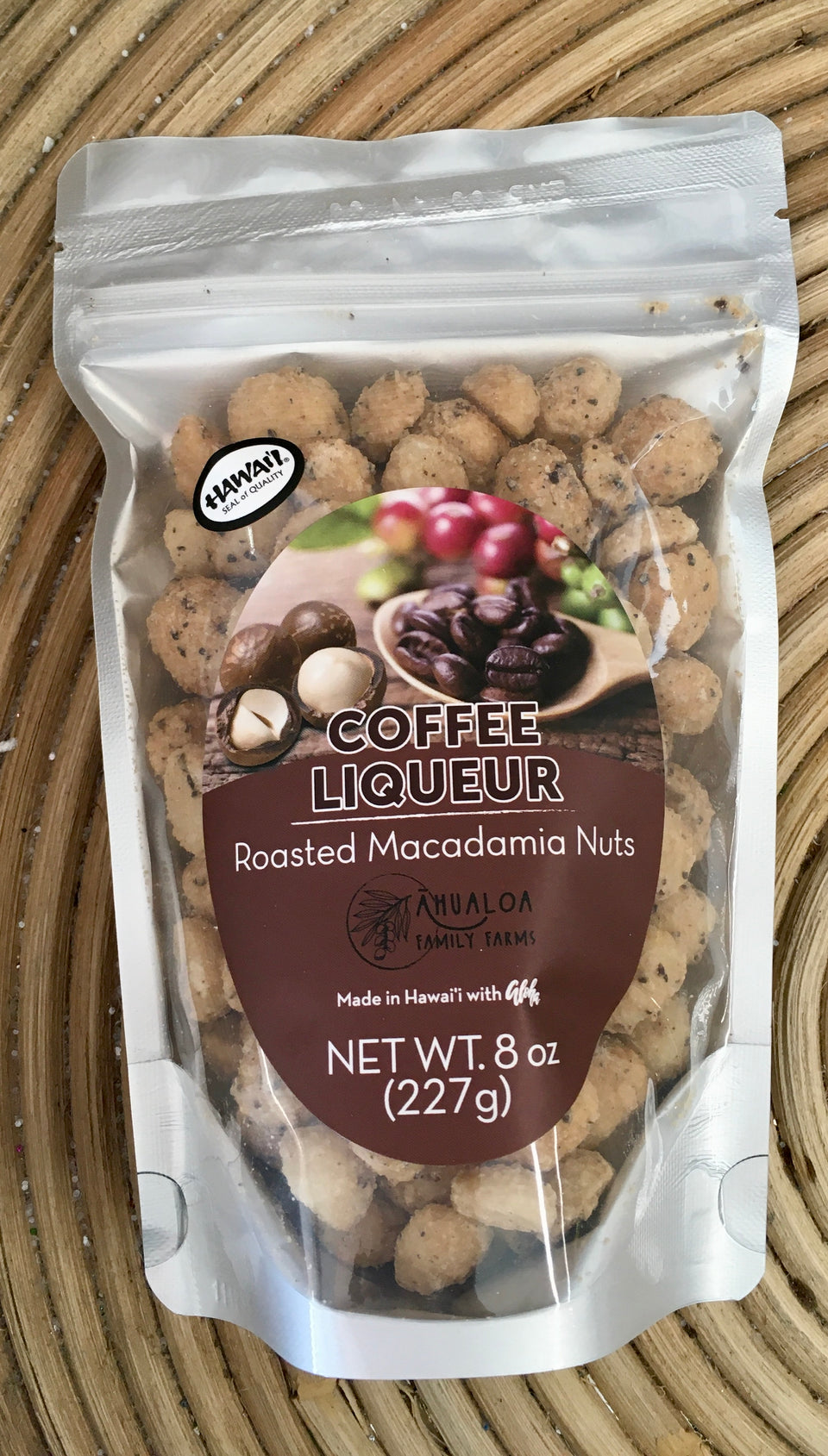 coffee liqueur flavored macadamia nut bag