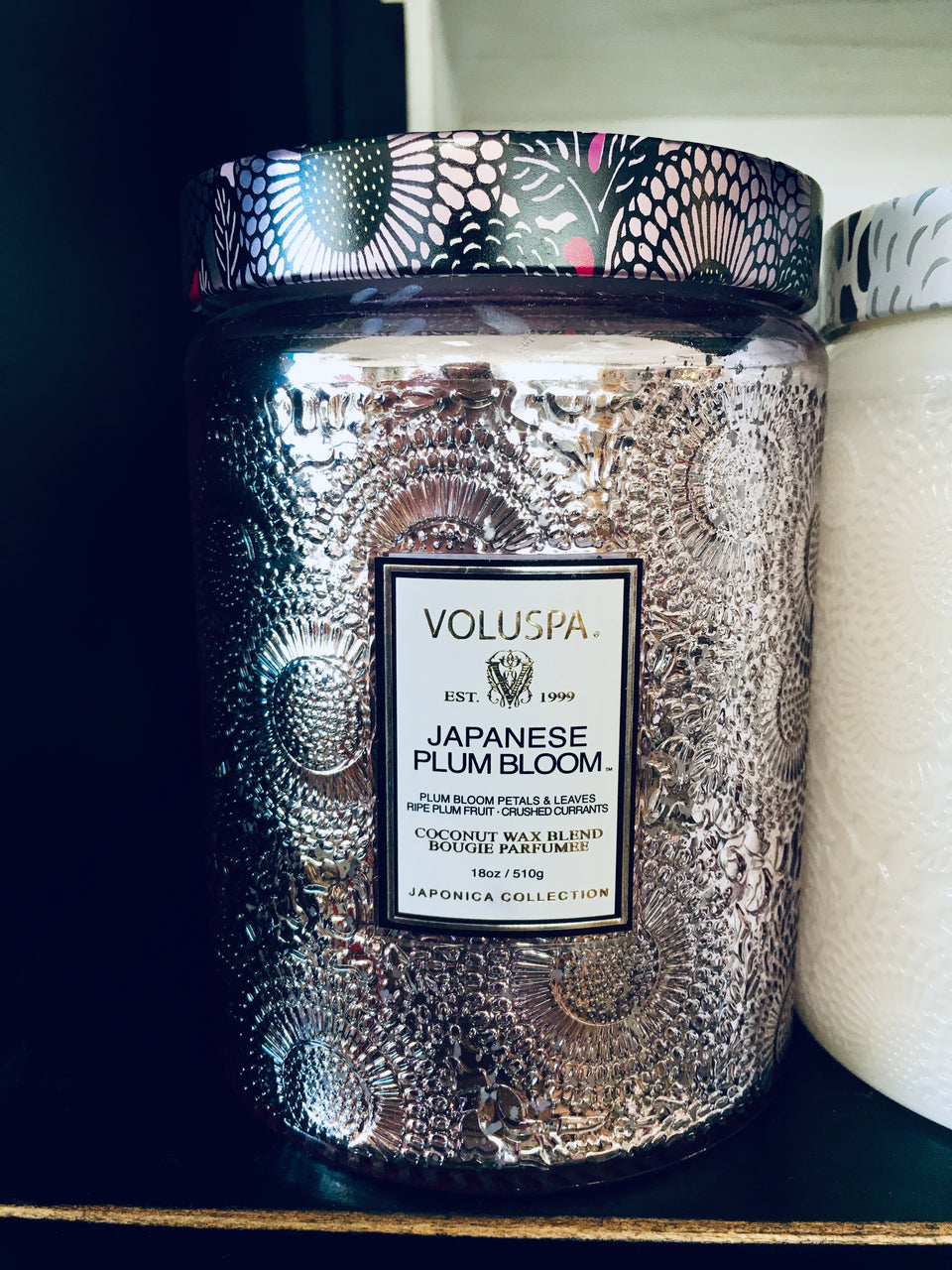 Voluspa tall candles in textured glass