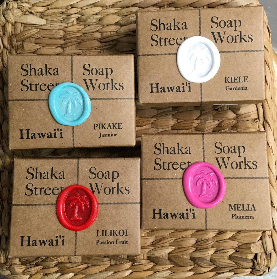 Photo of four fragrances of Shaka Street soap