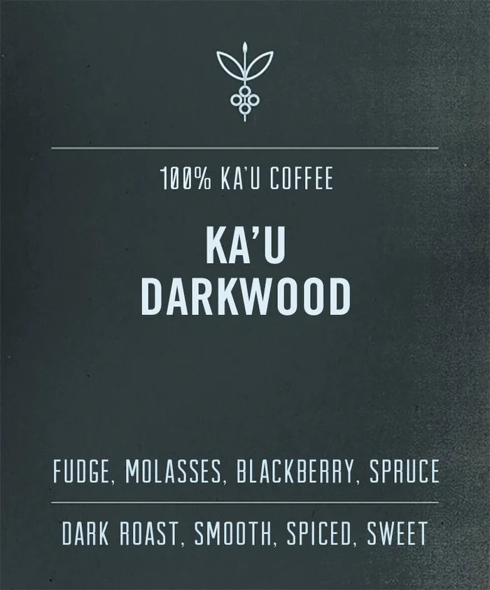 close up of Kau Darkwood coffee bag